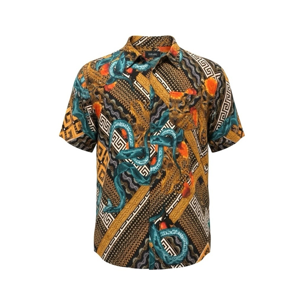 Reason Snake Print Button Down Shirt Men’s Large Tribal Streetwear Retro